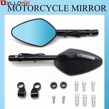 

High Quality Universal Motorcycle Illuminated Side Mirror Rearview Mirrors For Yamaha YZF R1 R6 R6S MT09 MT-09 FZ6 FZ8 FZ1