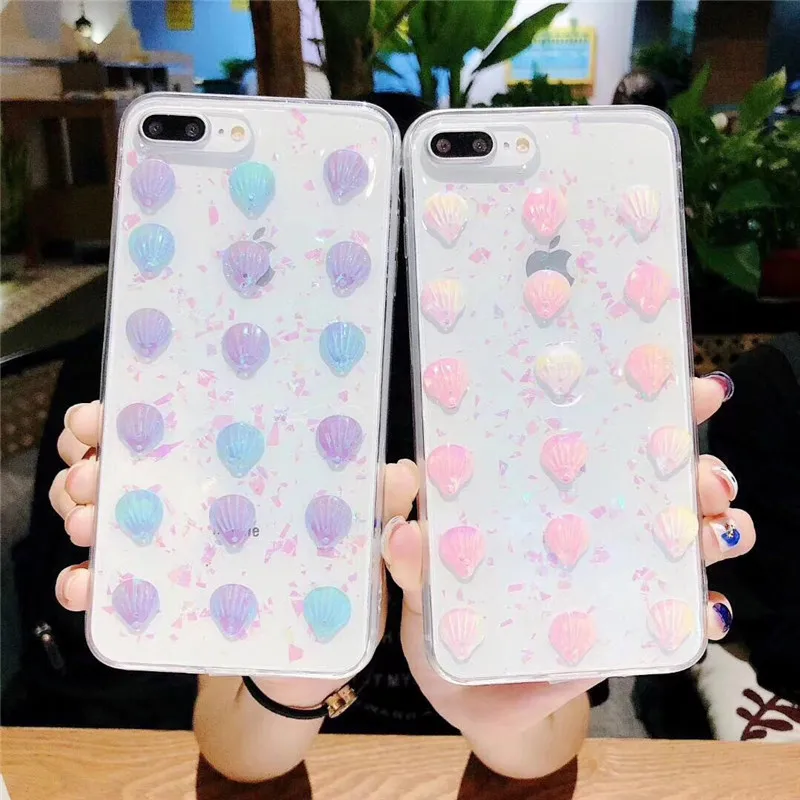 

Cute 3D jelly Conch shell soft TPU Case For iPhone 8 8 Plus Transparent Back Cover For iPhone X 8 6 6s plus 7 7 Plus coque Capa