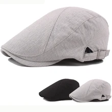 HT2513 плоская кепка на сезон весна-лето мужская и женская кепка дышащая хлопковая льняная солнцезащитная Кепка для мужчин берет в стиле винтаж Мужской и Женский Регулируемый берет