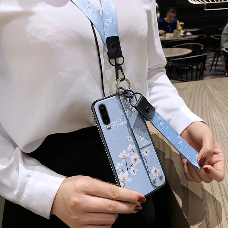 Чехол на запястье для Huawei Y5 Y6 Y7 Y9 Prime 2018 2019 P Smart Plus винтажный держатель с цветочным