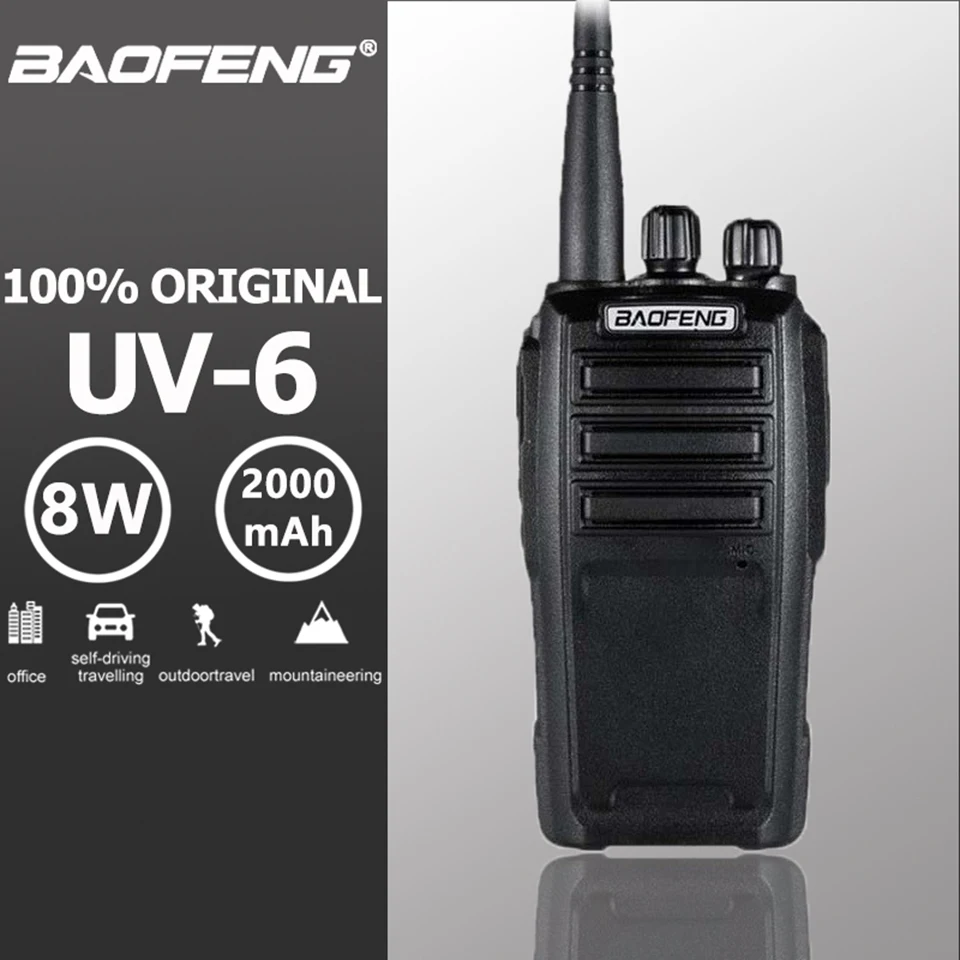 Baofeng UV-6 Walkie Talkie Новое поступление 8 Вт 128 канал высокой мощности долгое время ожидания УВЧ УКВ двухдиапазонный двухсторонний радио Woki Toki CB