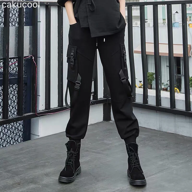 

Cakucool 2019 spring and autumn new personality dark women's Harajuku style pants casual harem pants beam foot overalls tide
