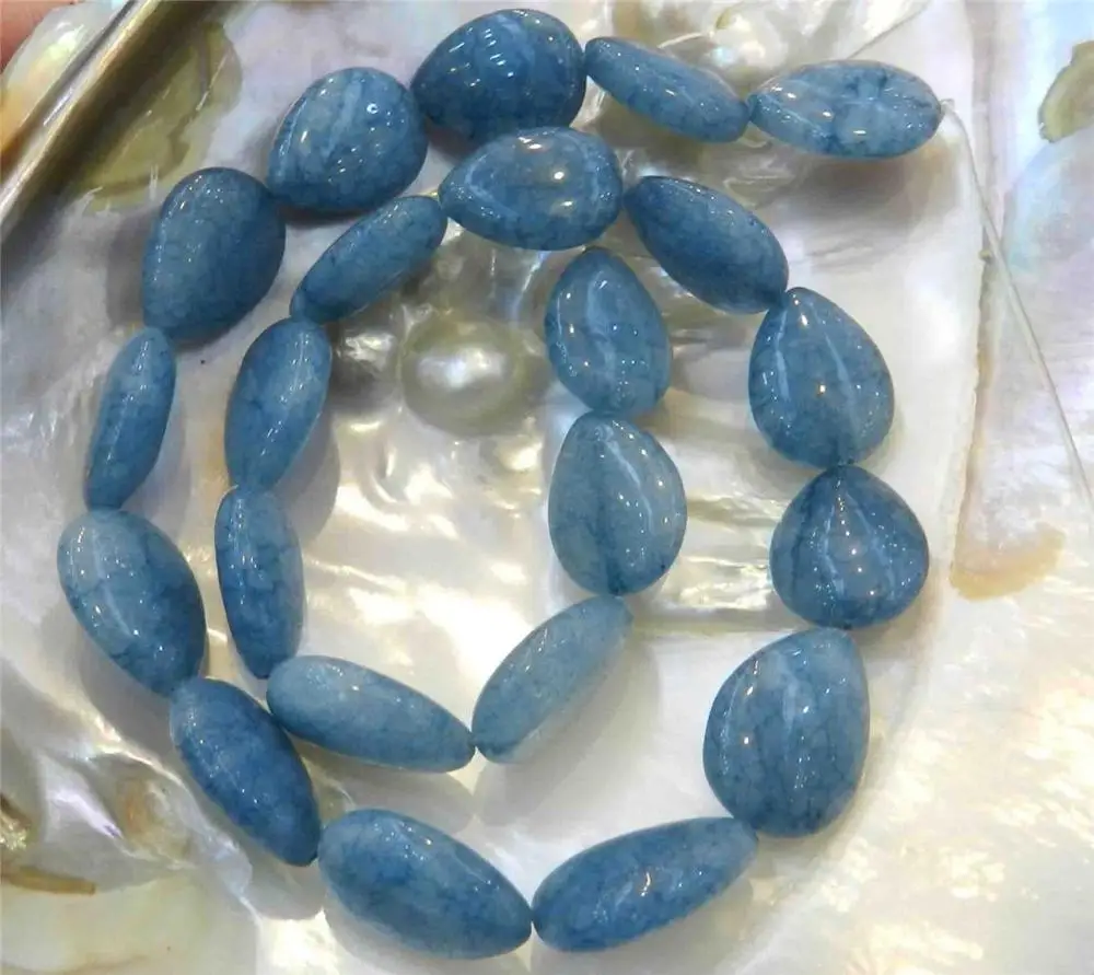 

DD TEARDROP-SHAPED 10x14MM BRAZILIAN AQUAMARINE GEMS LOOSE BEADS STRAND 15" #@
