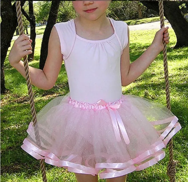 Mint Satin Ribbon Edge Pink Baby Tutu Skirt And Ribbons Trim Kids Tutu