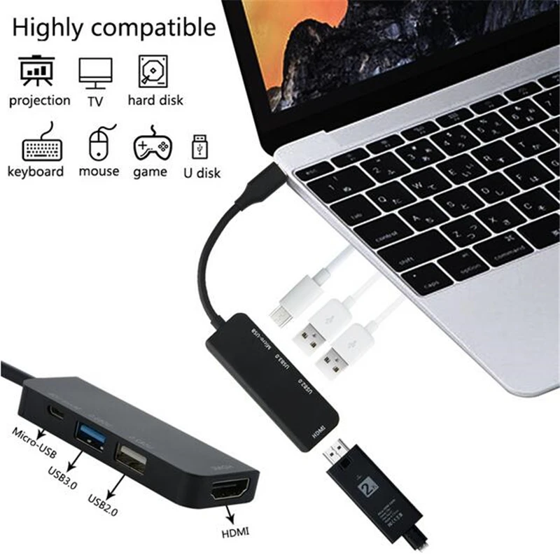 KuWFi Tpye C концентратор для Micro USB 3 0 2 HDMI Thunderbolt 4 порта сплиттер адаптер Type