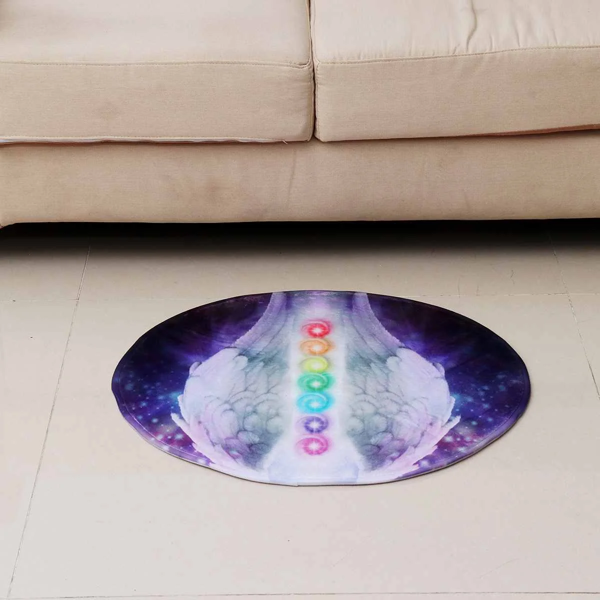 60*60 см круглый медитационный Коврик для йоги с принтом полиэстер ПВХ Портативный складываемый Коврик для йоги нескользящий коврик для медитации