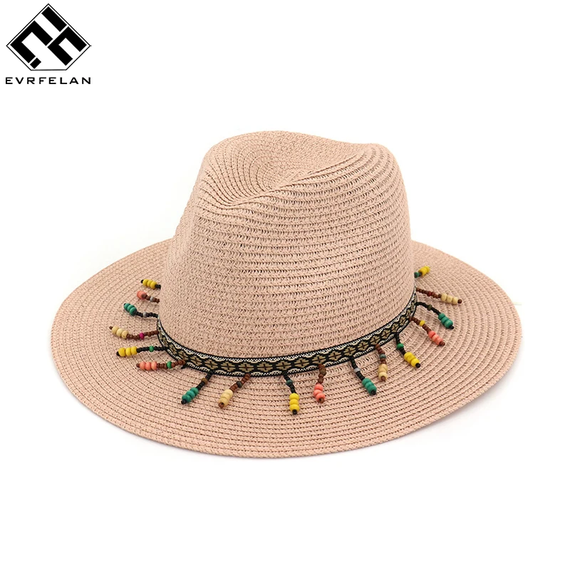 Download Evrfelan Sun Hat Straw Fedora Summer Hats For Women Straw ...