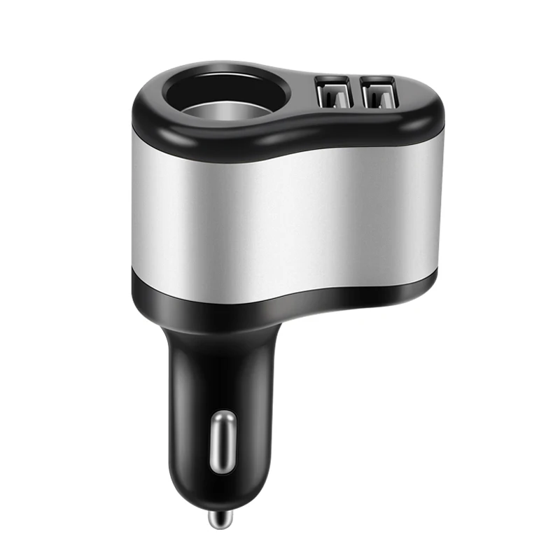 Двойной USB Электронная сигарета зажигалка автомобильного прикуривателя Зарядное устройство гнездо сплиттер адаптер 3.1A Зарядное устройство для iPhone телефон 12 V-24 V - Название цвета: Silver and Black