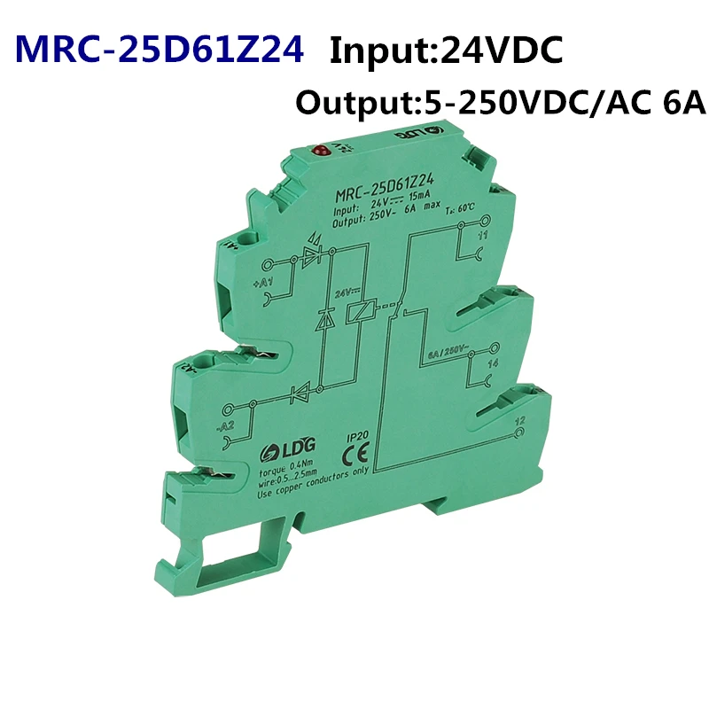 Mrc25d61z24 6a Input Dc24v Din Rail Plc Interface Module Relay Board