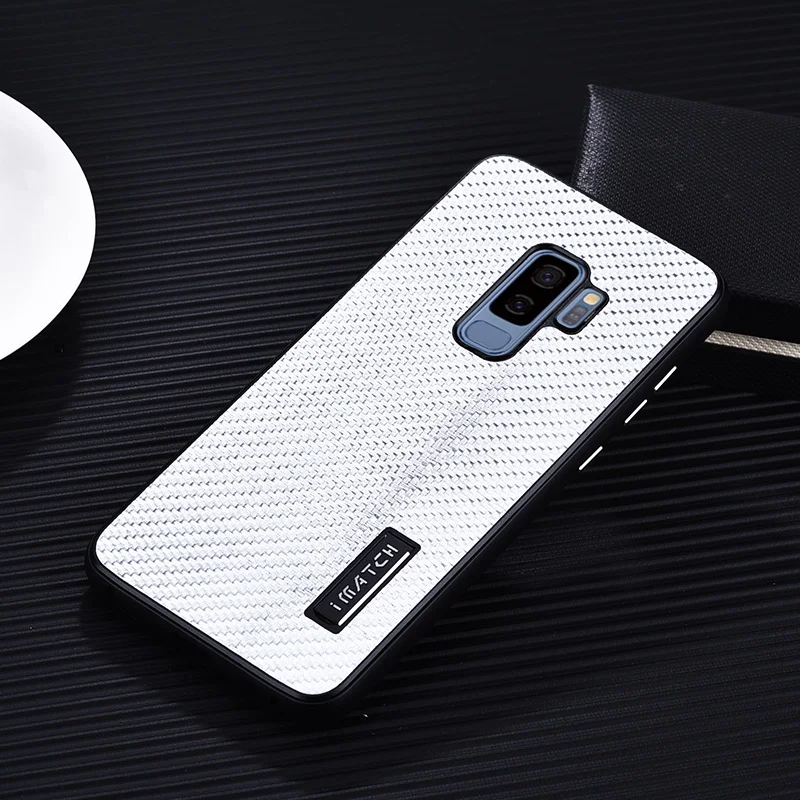 iMatch Luxury Aluminum Metal Bumper Carbon Fiber Back Cover Case for Samsung Galaxy S9 & Samsung Galaxy S9 Plus