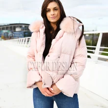 CX-G-D-04C, женские пуховики, парки, зимние куртки с натуральным лисьим меховым воротником