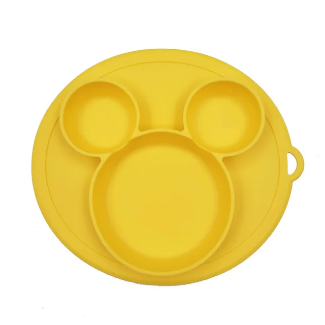 Детская миска, безопасная силиконовая тарелка, без бисфенола, цельная детская посуда на присоске, тренировочная посуда для малышей, милая мультяшная детская миска для кормления