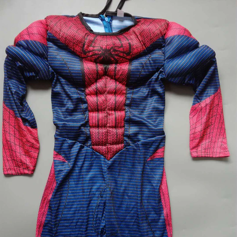 Костюм для мальчиков с мускулами из фильма «Человек-паук»; Детский костюм для костюмированной вечеринки «Удивительный паук»; нарядное платье супергероя на Хэллоуин; комбинезон