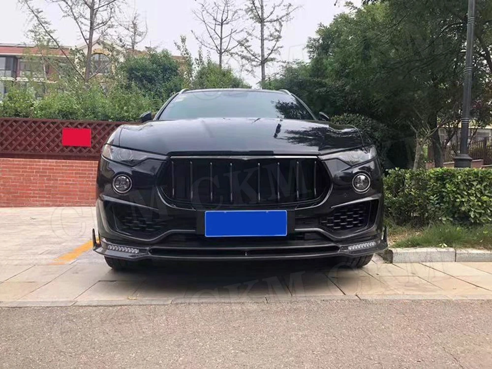 С лампой углеродного волокна передний бампер спойлер Накладка для Maserati Levante MS Стиль бампера