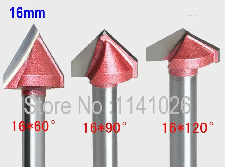 16mm Groove V Router Bit 6mm Shank 3D CNC Engraving End Mill Woodworking Bit Carving Tool