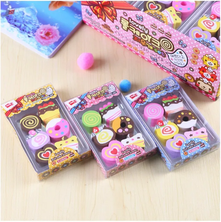 5 pack yenilik tatli cikolata silgi yaratici lezzetli yiyecek kaucuk kalem silgi