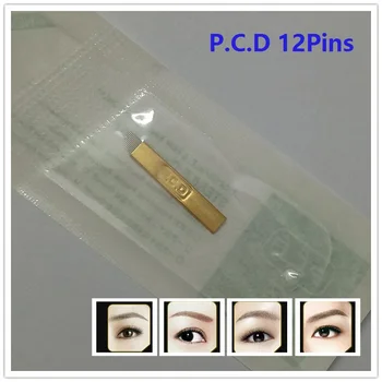 

50pcs PCD 12 Pin Permanent Makeup Manual Eyebrow Tattoo Bevel Blades 12 Needles