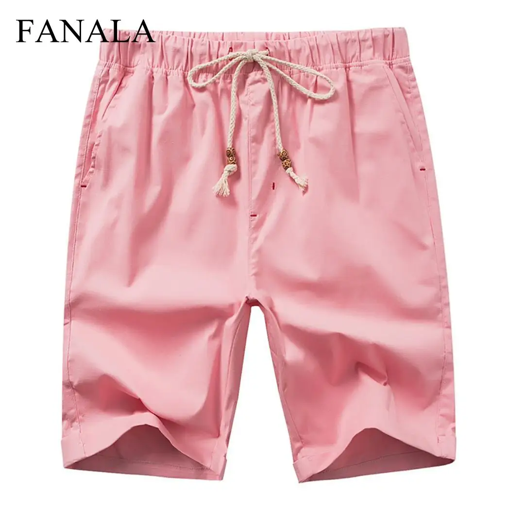 dark pink Мужские повседневные однотонные шорты на шнурке с карманами пляжные льняные шорты с естественной талией Мини-шорты весна лето осень короткие брюки - Цвет: dark pink