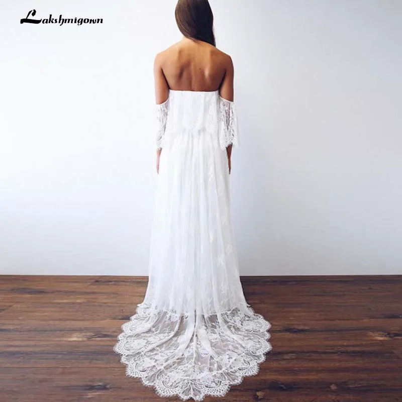 Vestido De Noiva кружевной пляжный Boho свадебный наряд с открытой спиной белые свадебные