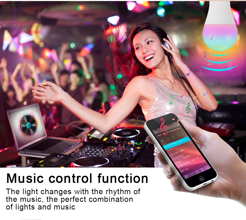 15W 20W 85-265V  RGBW LED Light Bulb Music Control 20 Modes Apply to IOS Android (6)