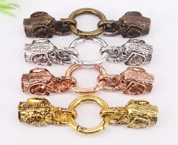 

20 Sets Elephant Heads Lock Spring Clasps End for making Leather Bracelet Jewelry Findings
