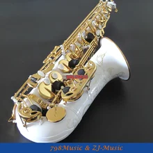 Eb Alto фарфоровый саксофон белая краска корпус с золотой колокольчик и ключи