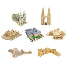 Chanycore ребенок учится Развивающие деревянные Игрушечные лошадки 3D Puzzle здание дома церкви Великая стена башни опера дворец подарки для детей 4313