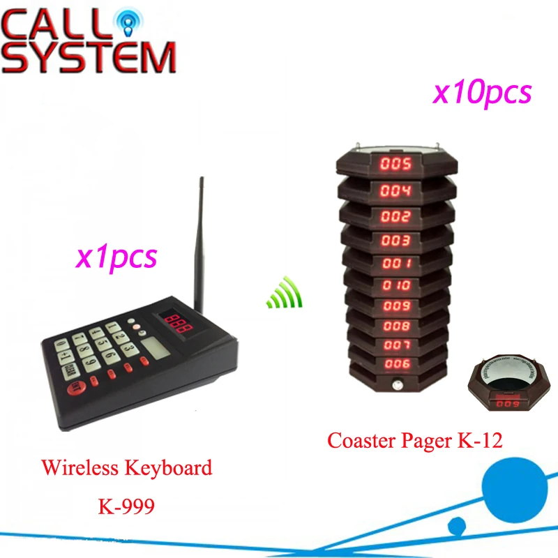Ресторан пейджер Беспроводной подкачки системы очередей 1 клавиатура 10 приемник