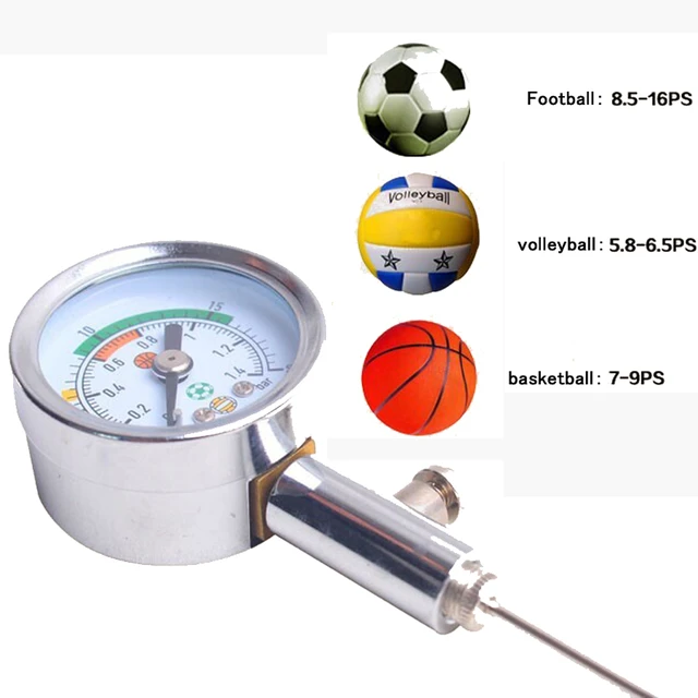 Manomètre de balle en acier inoxydable pour basket-ball, football,  volley-ball