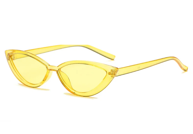 Солнцезащитные очки «кошачий глаз», узкие вогнутые женские солнцезащитные очки, женские солнцезащитные очки «кошачий глаз», Новая прозрачная оправа, очки - Цвет линз: Yellow