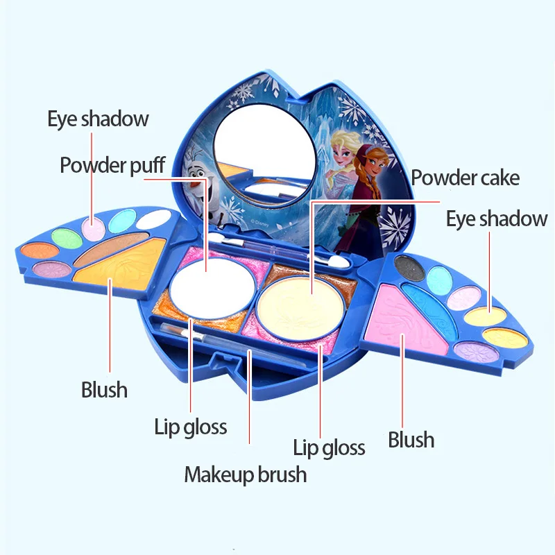 Disney Pretend Play Frozen Elsa Child Cosmetic Princess Makeup Heart Shape Gift Box Lip Gloss Girl Toy For Children Cosmetic Set