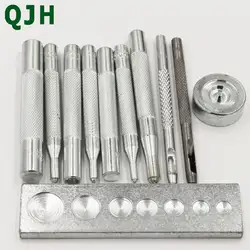 QJH 11 шт./компл. Металл Кожа Craft Tool Die Дырокол защелки установка комплект заклепки сеттер база Набор для DIY кожевенное ремесло