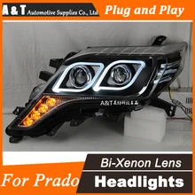 A&T Car Styling for Toyota Prado LED Headlights 2013-2014 New Prado DRL Lens Double Beam H7 HID Xenon Car LED Light