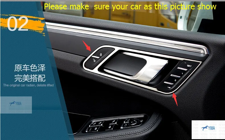 

Yimaautotrims Inner Car Door Handle Bowl Cover Trim 4 Pcs Fit For Porsche Macan 2014 2015 2016 2017 2018 2019 / Stainless Steel