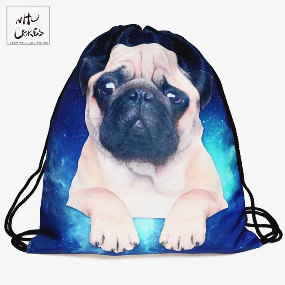 Drawstring Backpack Pug Dog Bags
