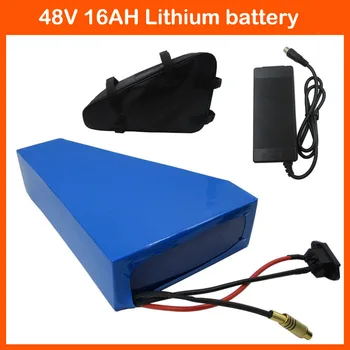 

48V Triangle battery 750W 48V 16AH lithium ion Ebike 500W battery AKKU with PVC case 20A BMS 54.6V 2A charger free bag