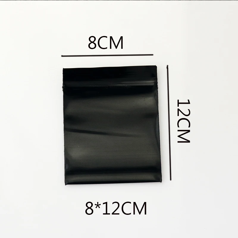 8x12 см черный Цвет Zip-lock Пластик сумка 100 шт./лот толстые ПЭ Resealable сумки ювелирные изделия мешки упаковки еда мешок конфет Оптовая продажа
