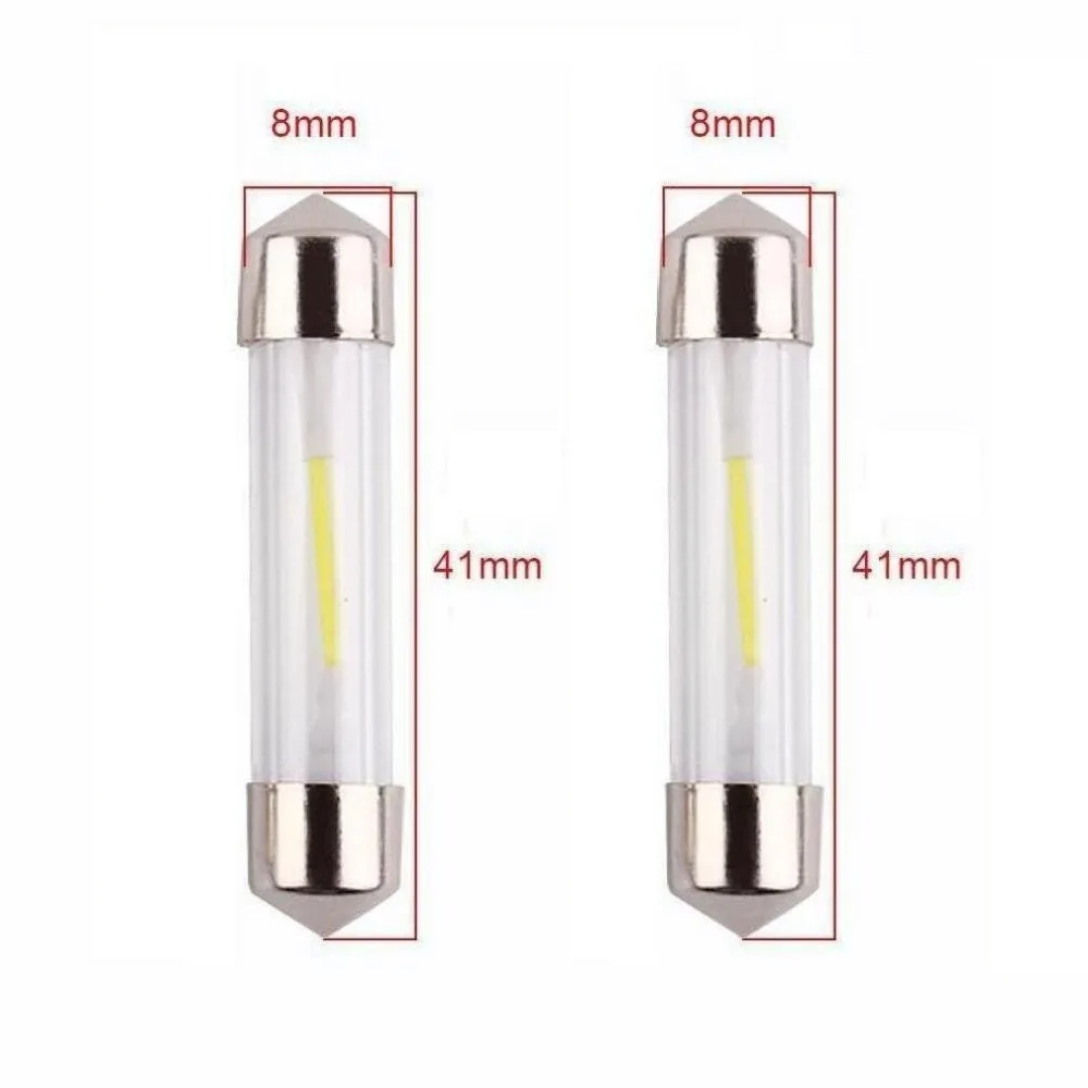 

2Pcs 12V car-styling Automobile led double pointed lamp 41mm COB 2W white light filament lamp led car headlamp
