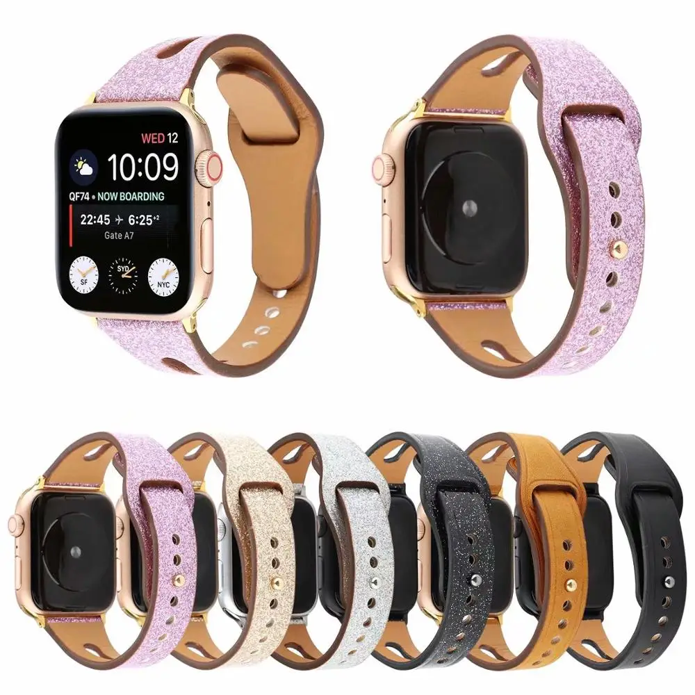 

Brown Leather loop band for Apple watch 38mm 42mm series 3 2 1 Women Men strap for iwatch 4 44mm 40mm Wrist bracelet