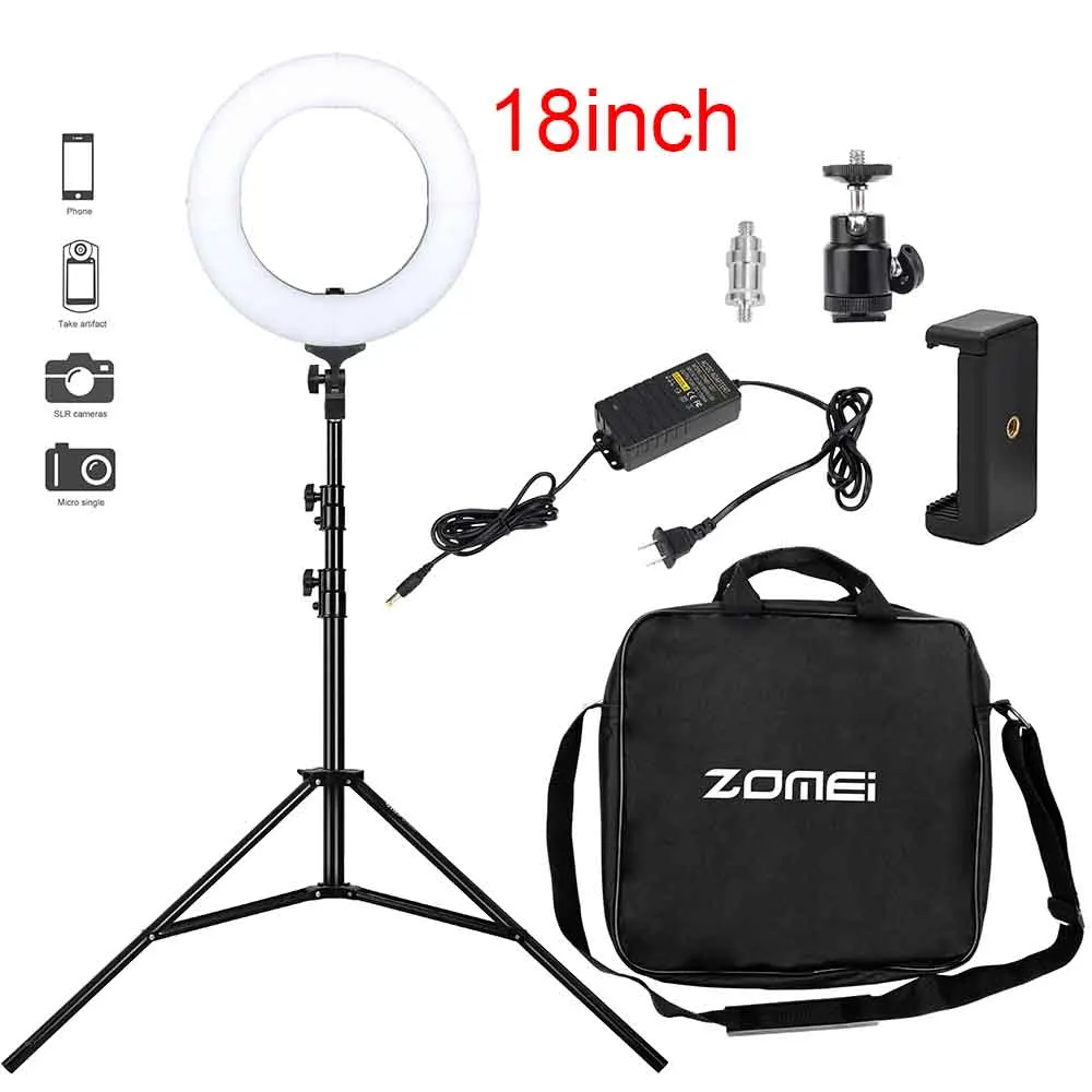 

Zomei 58W 18inch Photographic Led Ring Light 3200K-5500K With Tripod Stand For Smartphone Selfie Photography Studio Photo Video