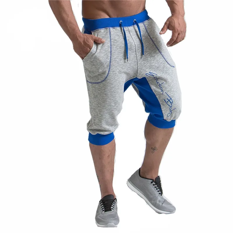 Новые модные мужские мешковатые джоггеры повседневные тонкие шаровары короткие Слаксы повседневные Мягкие хлопковые тренажерные залы фитнес брюки шорты для тренировок
