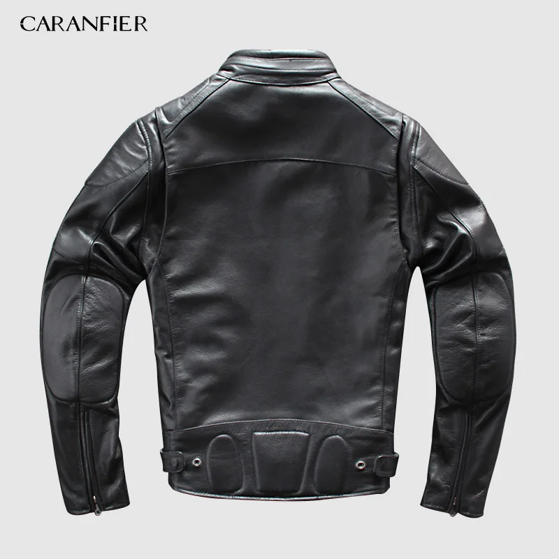 CARANFIER натуральная кожаная куртка Мужская s брендовая мотоциклетная многофункциональная мужская куртка со съемной подкладкой куртки 4XL DHL