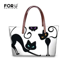 FORUDESIGNS/женские сумки с принтом кота, высокое качество, сумки через плечо для дам, большая вместительность, сумки для покупок, Bolsa Feminina
