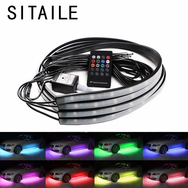 

SITAILE 4 шт. 35 "и 24" RGB светодиодные ленты под автомобильные трубки Underglow днища системы неоновый свет комплект Авто Атмосфера свет