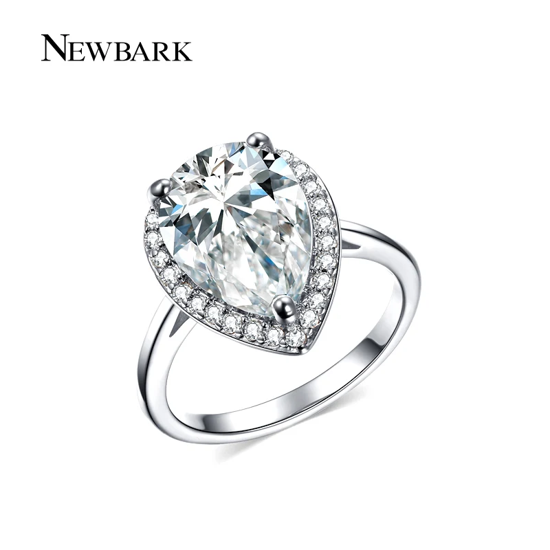 NEWBARK Water Drop Wedding Rings for Women Cubic Zirconia Gold Color and Silver Color Teardrop 