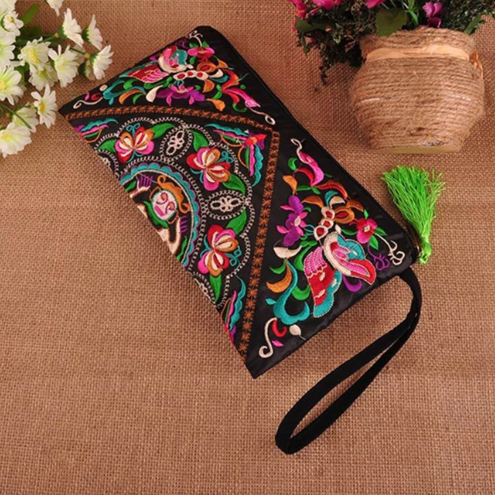 Carteira Senhora Estilo Nação Boho Étnico Bordado