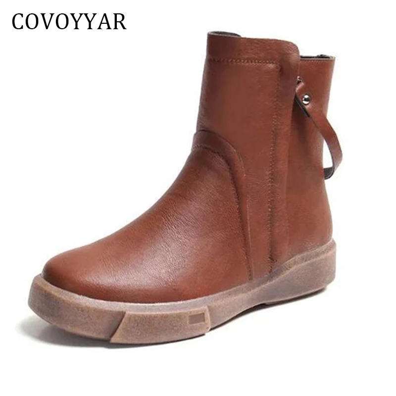 

COVOYYAR 2018 Retro British Style Ankle Boots Double Zipper Vintage Motorcycle Boots Woman Winter Shoes Plus Size 40 WBS734