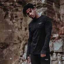 Для мужчин футболки для бега компрессионная футболка с длинными рукавами тренажерный зал для тяжелой атлетики, бодибилдинга спортивные футболки человек