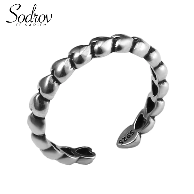 

SODROV High quality 925 sterling silver cuffs ladies simple style love opening ring brand high jewelry HR004