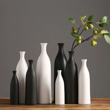 

Black And White Matte Ceramic Vase Decoration Modern Minimalist Creative Flower Flower Home Decoration